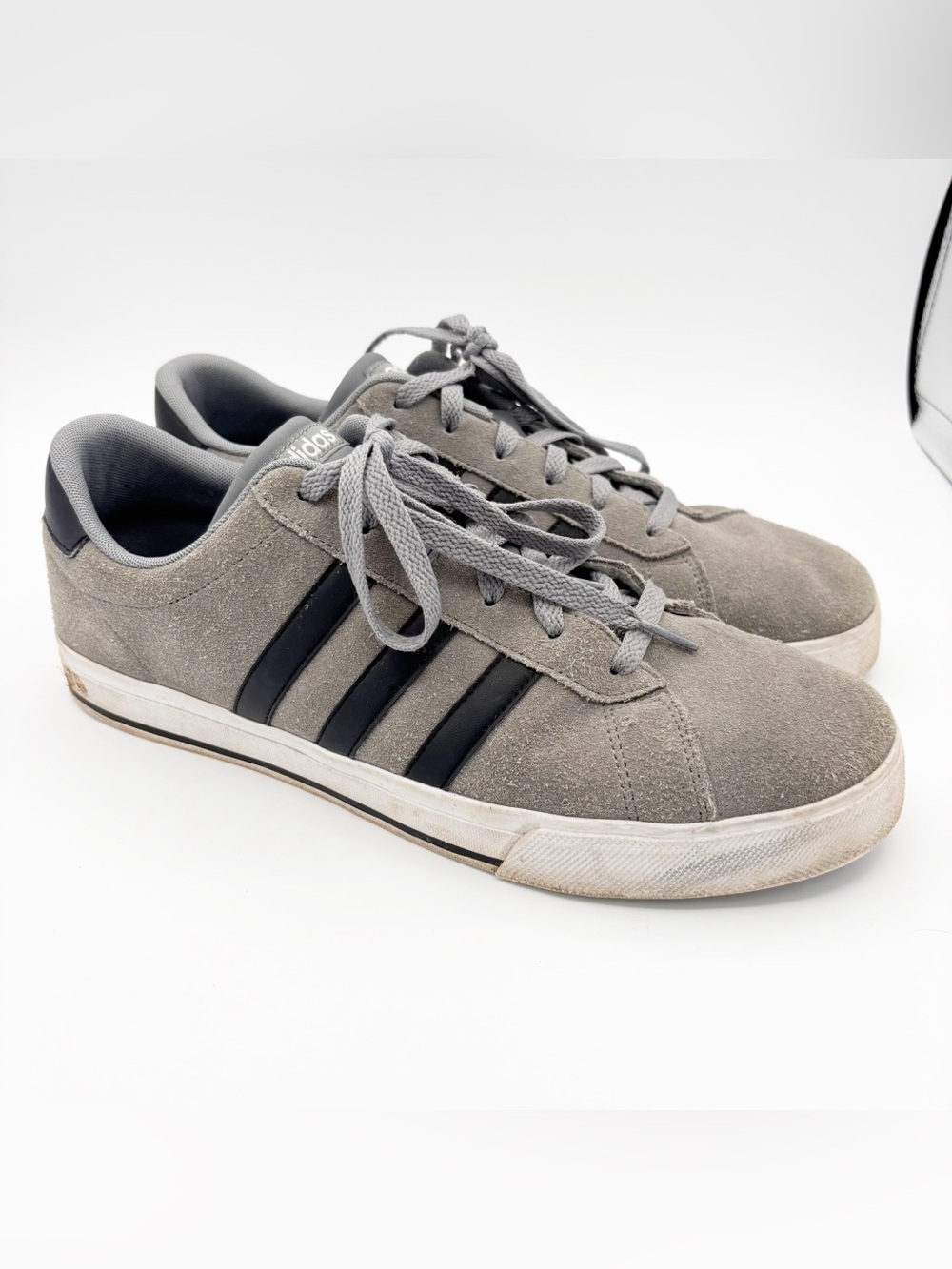 Adidas Gray Suede Three Stripe Sneakers